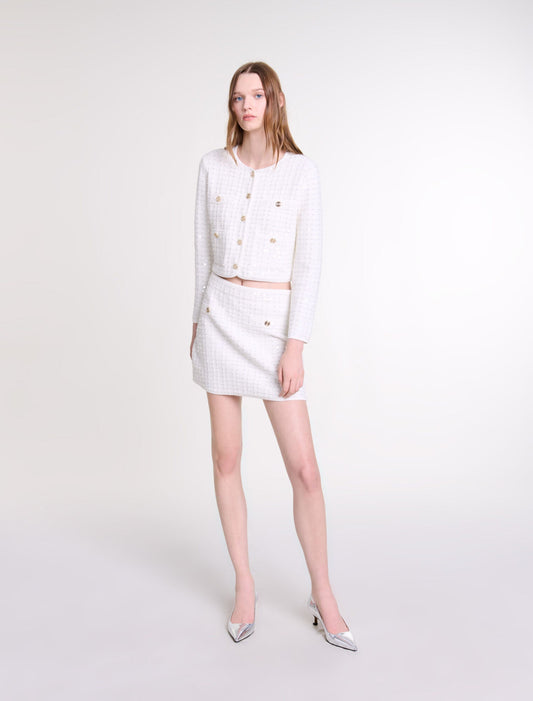 Off White featured Short sequinned knit skirt