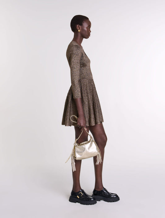 Gold  -Shiny Knit Short Dress
