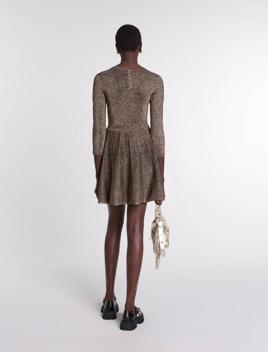 Gold  -Shiny Knit Short Dress